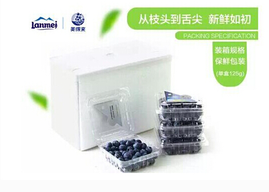 在美得来官方微信等微商渠道热销的蓝莓鲜果